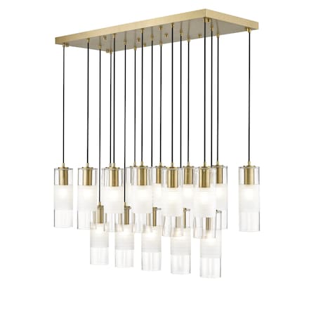 Z-Lite Alton Linear Chandelier, 17-Light, 18 In.W x 42 In.L x 14.25 In.H, Modern Gold/Clear+Frosted 824P-17L-MGLD